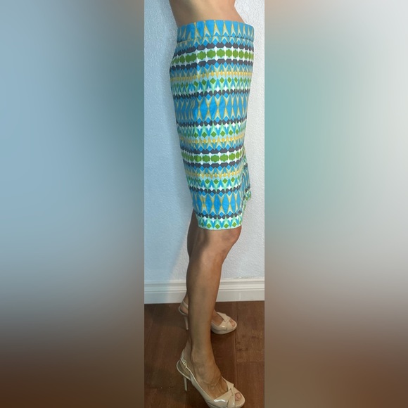 J. Crew “The Pencil Skirt” Basketweave Cotton Multi Color Aztec Design (12) - Picture 3 of 9